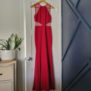 JS Collections Red Backless Dress